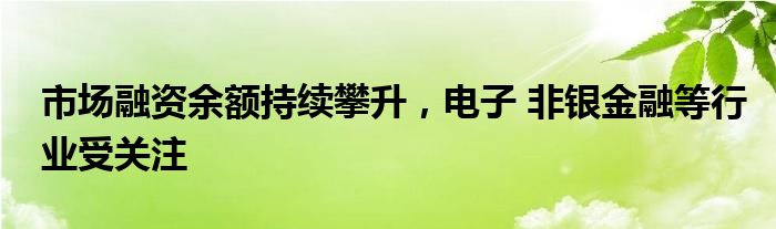 市场融资余额持续攀升，电子 非银金融等行业受关注