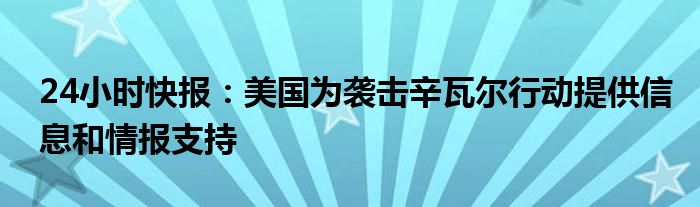 24小时快报：美国为袭击辛瓦尔行动提供信息和情报支持