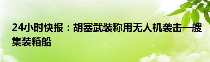 24小时快报：胡塞武装称用无人机袭击一艘集装箱船