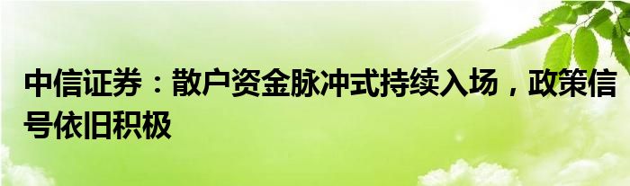 中信证券：散户资金脉冲式持续入场，政策信号依旧积极