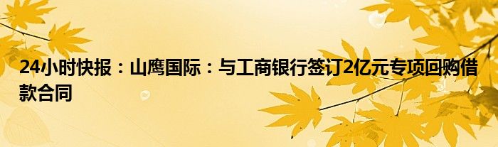 24小时快报：山鹰国际：与工商银行签订2亿元专项回购借款合同