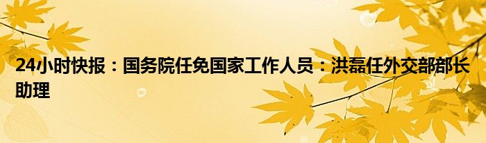 24小时快报：国务院任免国家工作人员：洪磊任外交部部长助理