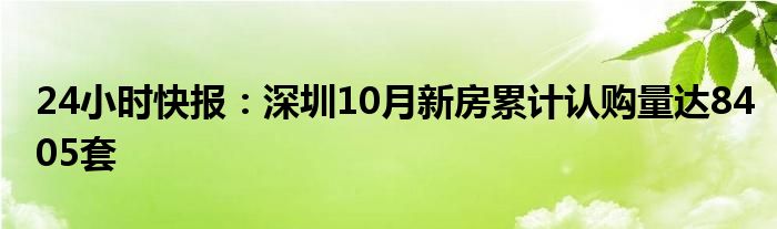 24小时快报：深圳10月新房累计认购量达8405套