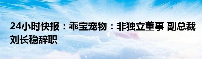 24小时快报：乖宝宠物：非独立董事 副总裁刘长稳辞职