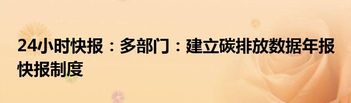 24小时快报：多部门：建立碳排放数据年报 快报制度