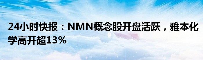 24小时快报：NMN概念股开盘活跃，雅本化学高开超13%