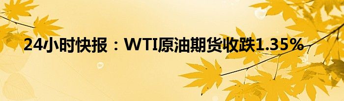 24小时快报：WTI原油期货收跌1.35%