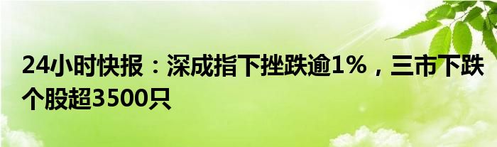 24小时快报：深成指下挫跌逾1%，三市下跌个股超3500只