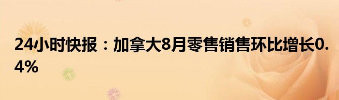 24小时快报：加拿大8月零售销售环比增长0.4%