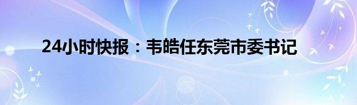 24小时快报：韦皓任东莞市委书记