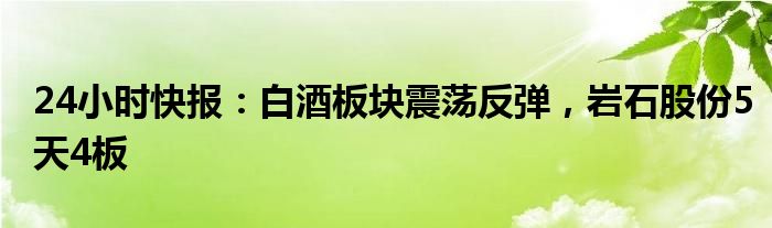 24小时快报：白酒板块震荡反弹，岩石股份5天4板