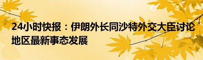 24小时快报：伊朗外长同沙特外交大臣讨论地区最新事态发展