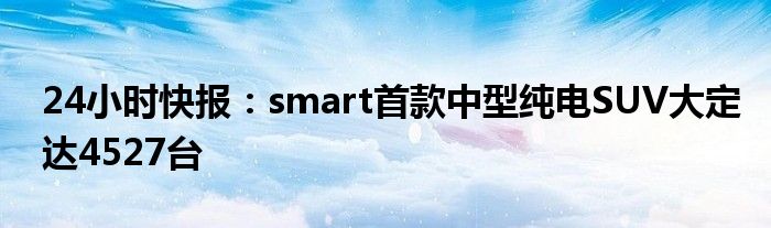 24小时快报：smart首款中型纯电SUV大定达4527台