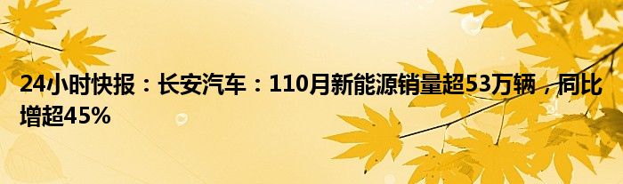 24小时快报：长安汽车：110月新能源销量超53万辆，同比增超45%