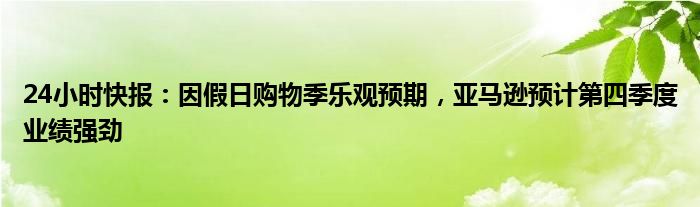 24小时快报：因假日购物季乐观预期，亚马逊预计第四季度业绩强劲