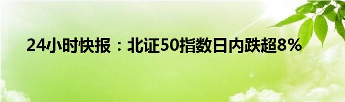 24小时快报：北证50指数日内跌超8%