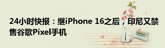 24小时快报：继iPhone 16之后，印尼又禁售谷歌Pixel手机