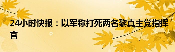 24小时快报：以军称打死两名黎真主党指挥官