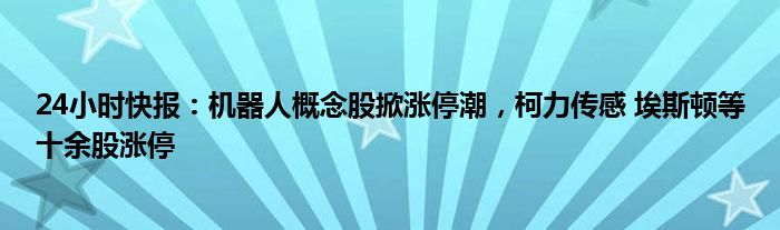 24小时快报：机器人概念股掀涨停潮，柯力传感 埃斯顿等十余股涨停