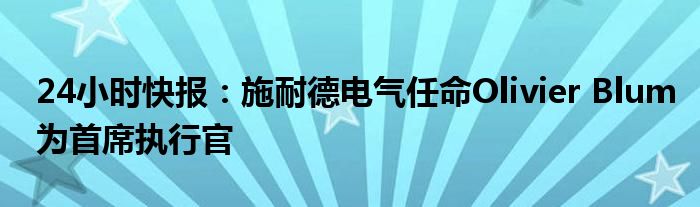 24小时快报：施耐德电气任命Olivier Blum为首席执行官