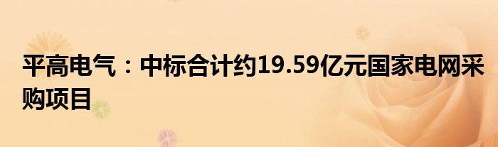 平高电气：中标合计约19.59亿元国家电网采购项目