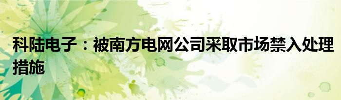 科陆电子：被南方电网公司采取市场禁入处理措施