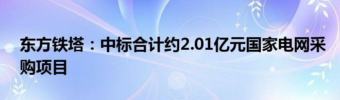 东方铁塔：中标合计约2.01亿元国家电网采购项目