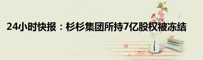 24小时快报：杉杉集团所持7亿股权被冻结