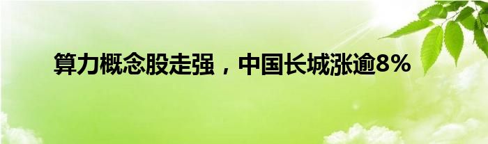 算力概念股走强，中国长城涨逾8%