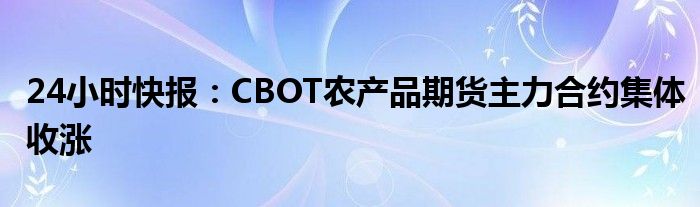 24小时快报：CBOT农产品期货主力合约集体收涨