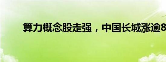 算力概念股走强，中国长城涨逾8%