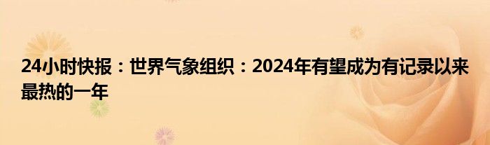 24小时快报：世界气象组织：2024年有望成为有记录以来最热的一年