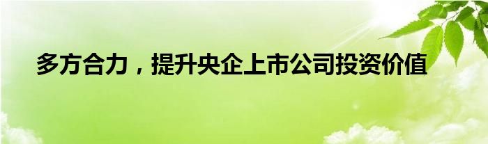 多方合力，提升央企上市公司投资价值