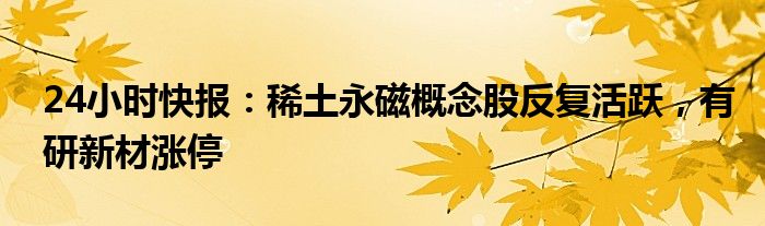 24小时快报：稀土永磁概念股反复活跃，有研新材涨停