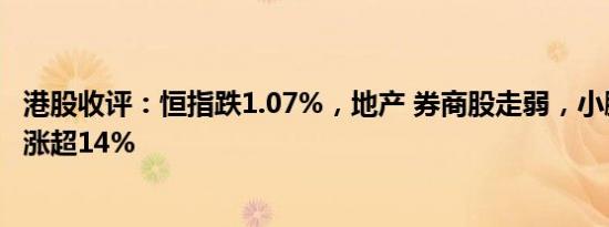 港股收评：恒指跌1.07%，地产 券商股走弱，小鹏汽车逆势涨超14%