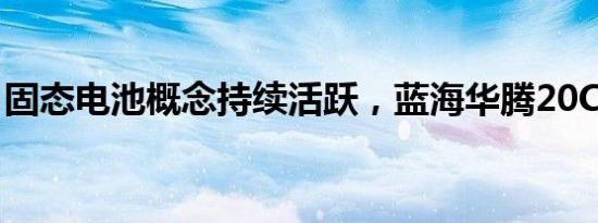 固态电池概念持续活跃，蓝海华腾20CM涨停