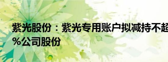 紫光股份：紫光专用账户拟减持不超0.9965%公司股份