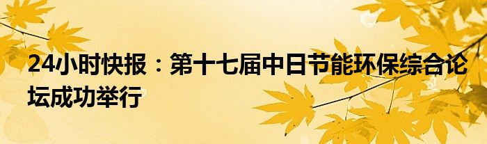 24小时快报：第十七届中日节能环保综合论坛成功举行