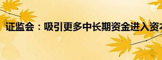 证监会：吸引更多中长期资金进入资本市场