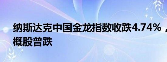 纳斯达克中国金龙指数收跌4.74%，热门中概股普跌