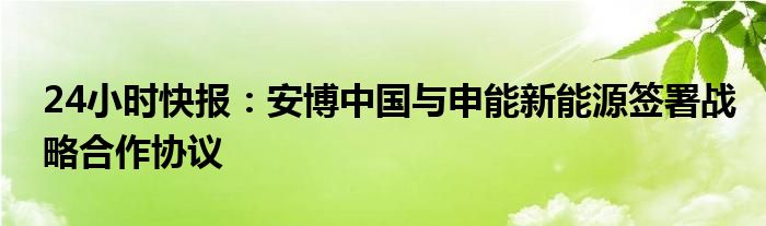 24小时快报：安博中国与申能新能源签署战略合作协议