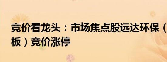 竞价看龙头：市场焦点股远达环保（15天11板）竞价涨停