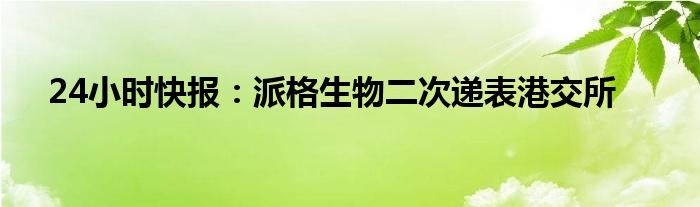 24小时快报：派格生物二次递表港交所