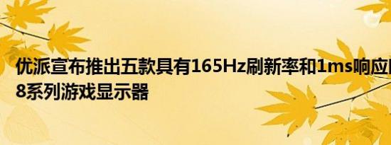 优派宣布推出五款具有165Hz刷新率和1ms响应时间的VX18系列游戏显示器