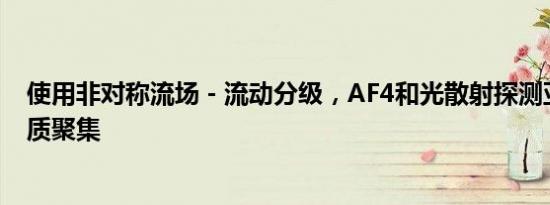 使用非对称流场 - 流动分级，AF4和光散射探测亚微米蛋白质聚集