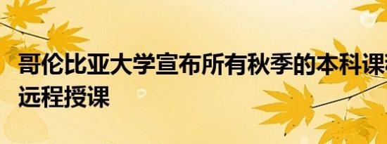 哥伦比亚大学宣布所有秋季的本科课程将进行远程授课