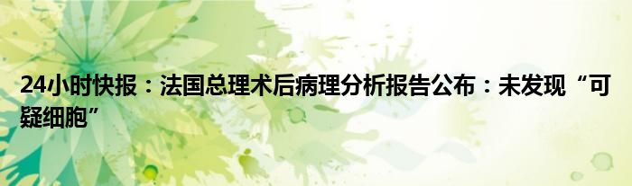 24小时快报：法国总理术后病理分析报告公布：未发现“可疑细胞”