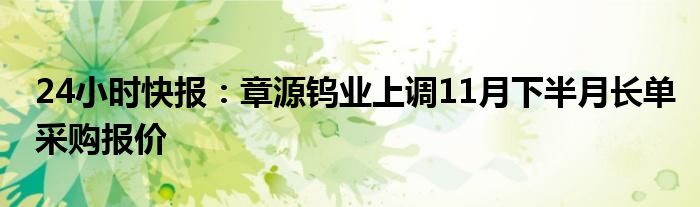 24小时快报：章源钨业上调11月下半月长单采购报价