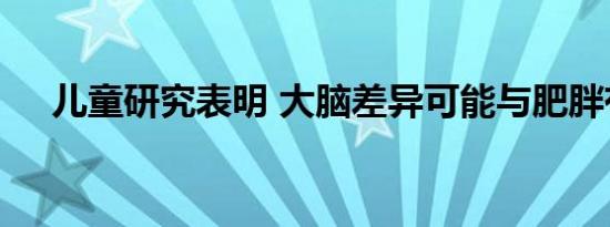 儿童研究表明 大脑差异可能与肥胖有关