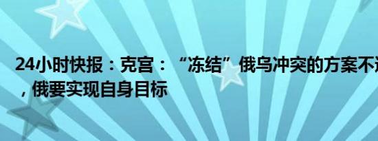 24小时快报：克宫：“冻结”俄乌冲突的方案不适合俄罗斯，俄要实现自身目标